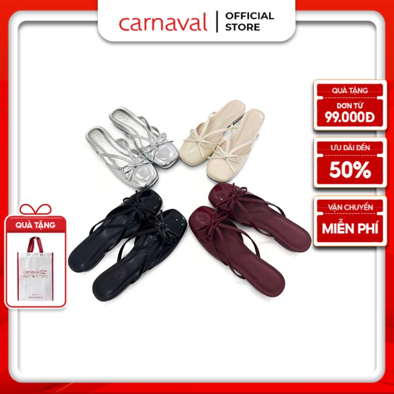 Dép Sục Nữ Đế Bệt Carnaval Da Bóng Thiết Kế Đính Nơ Sang Trọng Tiểu Thư - VS148