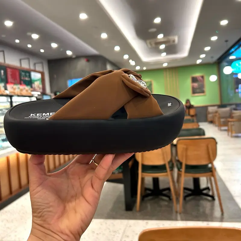 Dép nữ quai chéo Nơ Thỏ đế 5 phân 5