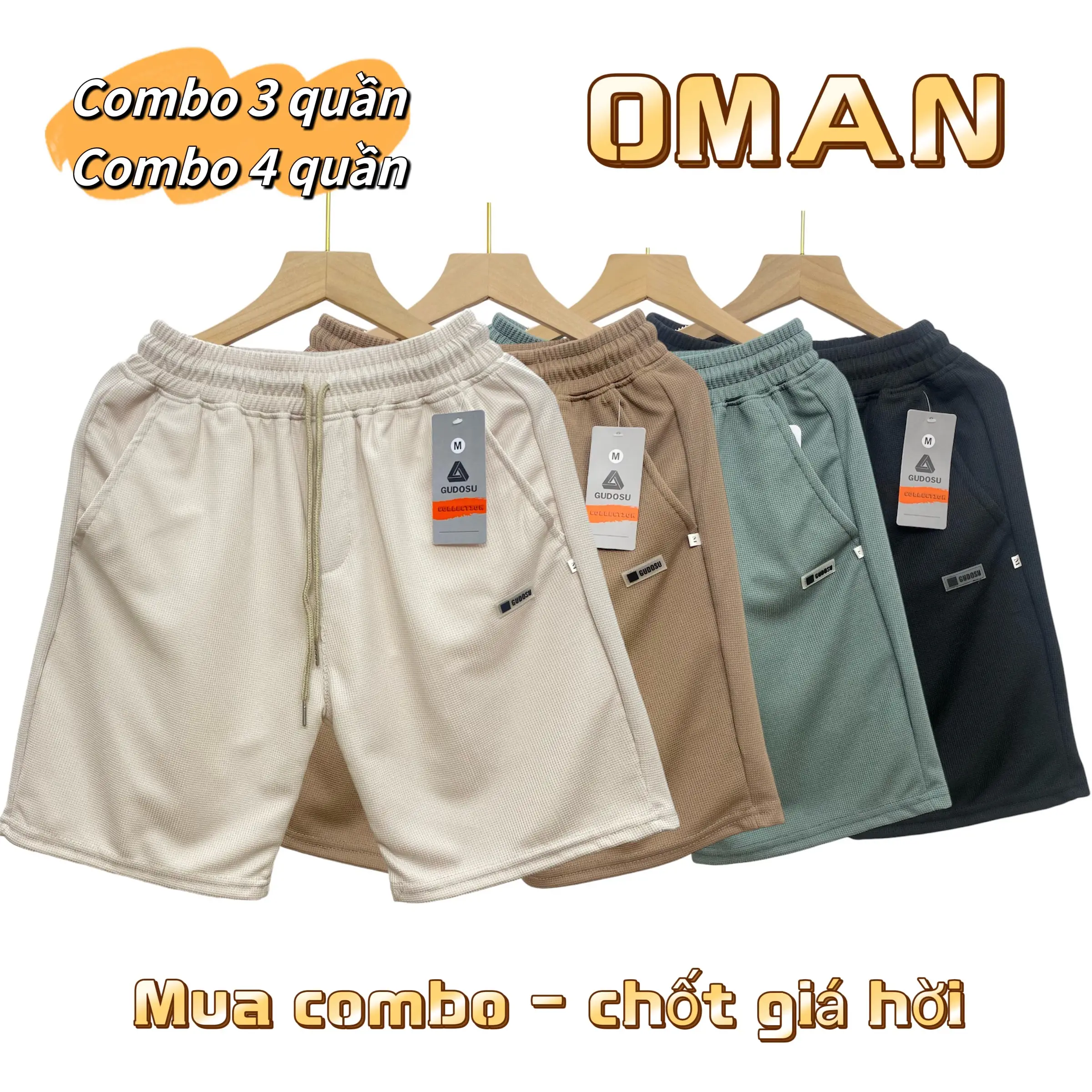 [Combo 3 - 4 Quần] Short Đùi Nam Chất Thun Tổ Ong, Quần Mặc Nhà, Thể Thao Oman, Thoáng Mát Mặc Hè