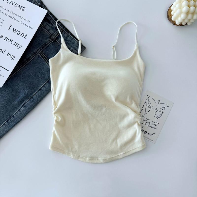 Product Introduction of [ 86k People Collection] Pure Desire Sweet and Spicy Camisole for Women, Inner Wear and Outer Wear, Beautiful Back Strap, Chest Pad, Ruched Design, Slim Fit, Flattering Top for Women 25