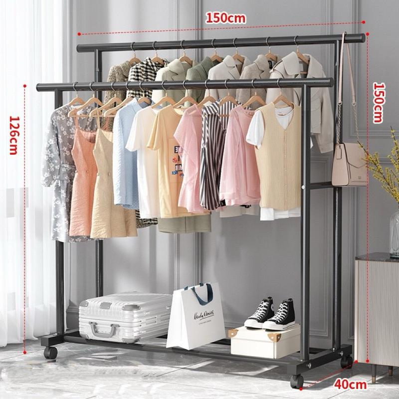 Giá Treo Quần Áo Đơn Giản Chắc Chắn ( Ống 25mm ) Kệ Để Giày Dép Kèm Móc Treo Đa Năng