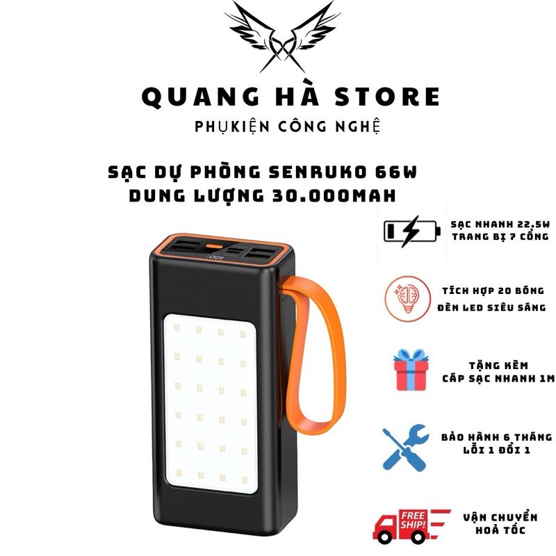  Pin sạc dự phòng SENRUKO 30000mAh -  nhanh 22.5W tích hợp 20 đèn led siêu sáng 4 chế độ sáng cục dự phòng 