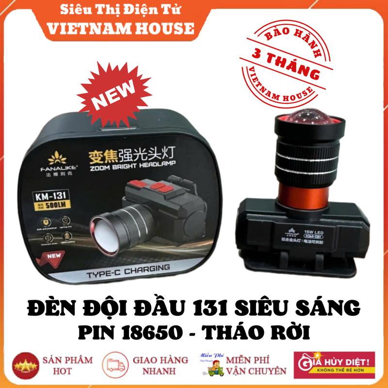 NEW || ĐÈN PIN ĐỘI ĐẦU KM-131 NHỎ GỌN CÓ ZOOM XA GẦN DÙNG PIN 18650 THÁO RỜI, ĐÈN ĐỘI ĐẦU SIÊU SÁNG SẠC USB TYPE C.