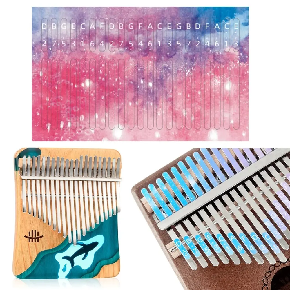 Miếng Dán Cân Kalimba, Tăng Cường Trí Nhớ, Bán Chạy, Thực Dụng Và Hữu Ích, Miếng Dán Tự Làm, 17 Phím, Nhiều Màu Sắc, Miếng Dán Tông Piano Ngón Tay Cái Thích Hợp Cho Người Mới Bắt Đầu