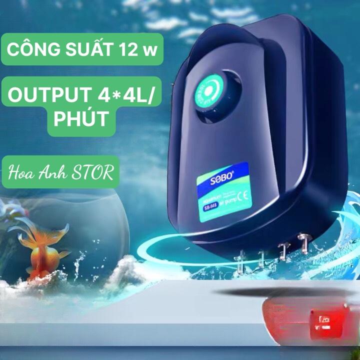 Máy Sủi Oxy 4 Vòi Sobo SB-988 12W - 4x4Lít Phút - Máy Sủi Oxy Siêu Êm Cho Bể Cá