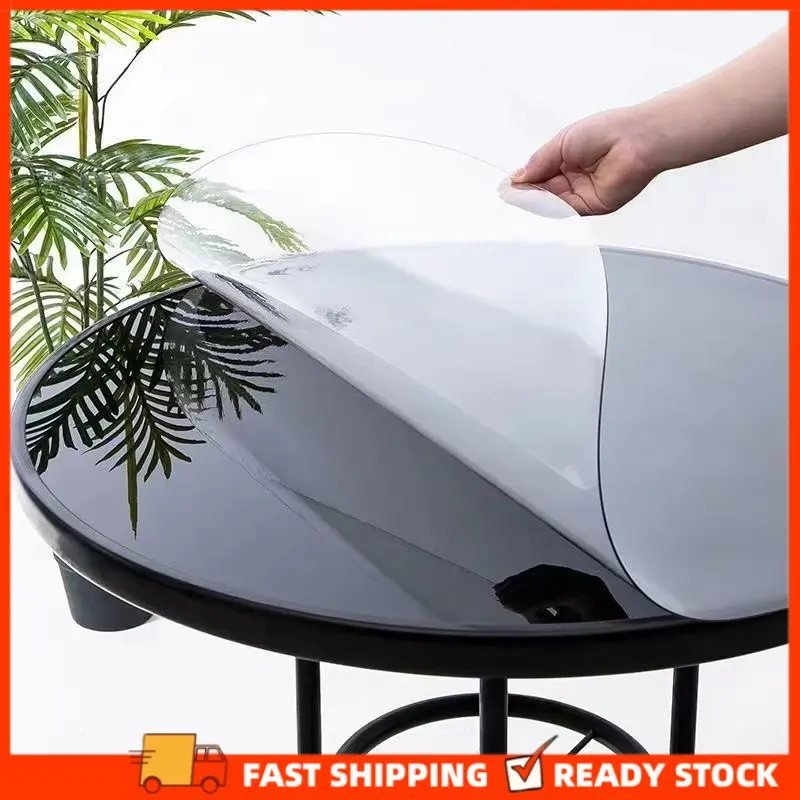Coffee Table Mat Alas Meja Pvc Transparent Round Tablecloth Waterproof Anti-scald  Oil-proof PVC Table Mat Cover Protector Transparent Mat