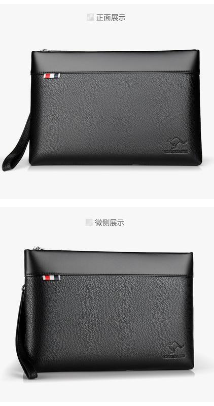 Product Introduction of Kangaroo Men's Handbag Fashionable Casual Large Capacity Clutch Male Clutch Male Clutch Soft Leather Envelope Bag Men's Bag 29
