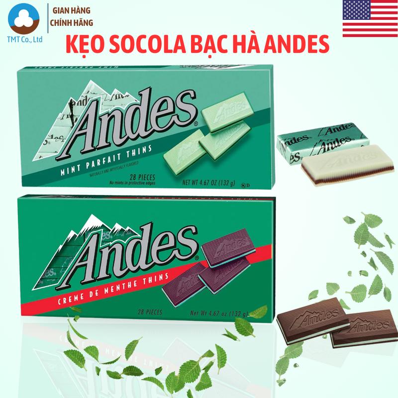 Kẹo socola bạc hà Andes chính hãng nhập khẩu Mỹ hộp 132g 28 viên