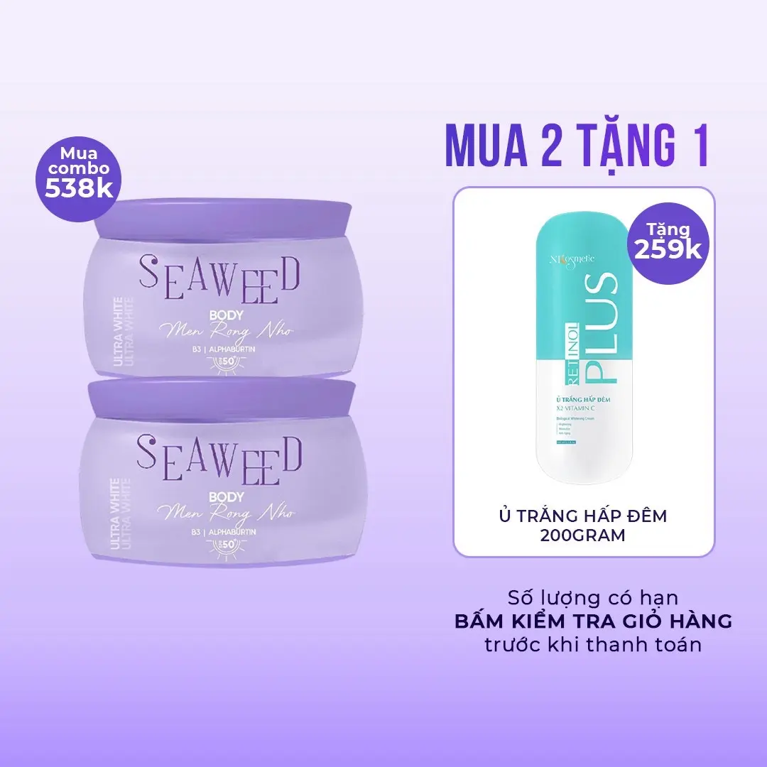 Combo 2 Kem Body Men Rong Nho Npcosmetic Tặng 1 Kem Ủ Đêm Retinol Hoặc 1 Ủ Mặt Keo Ong  Dưỡng Da Body