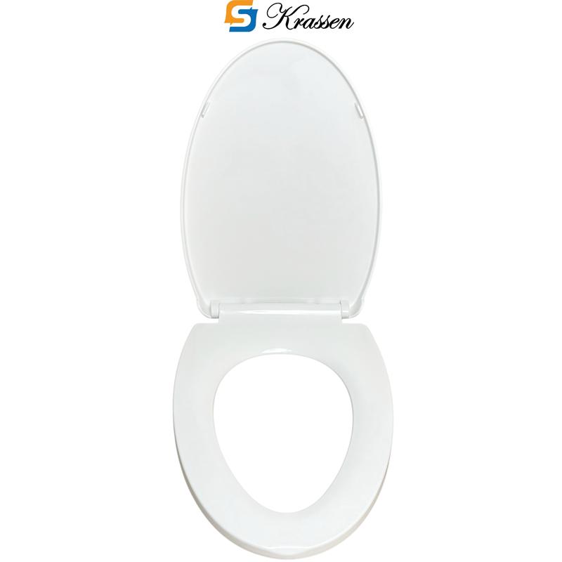 Product Introduction of <Mã KR.23> Nắp bồn cầu đóng êm KRASSEN làm từ nhựa PP cao cấp (màu Trắng sữa) hình mũi nhọn (chữ V) đa năng phù hợp với hầu hết bồn cầu một/hai khối 24