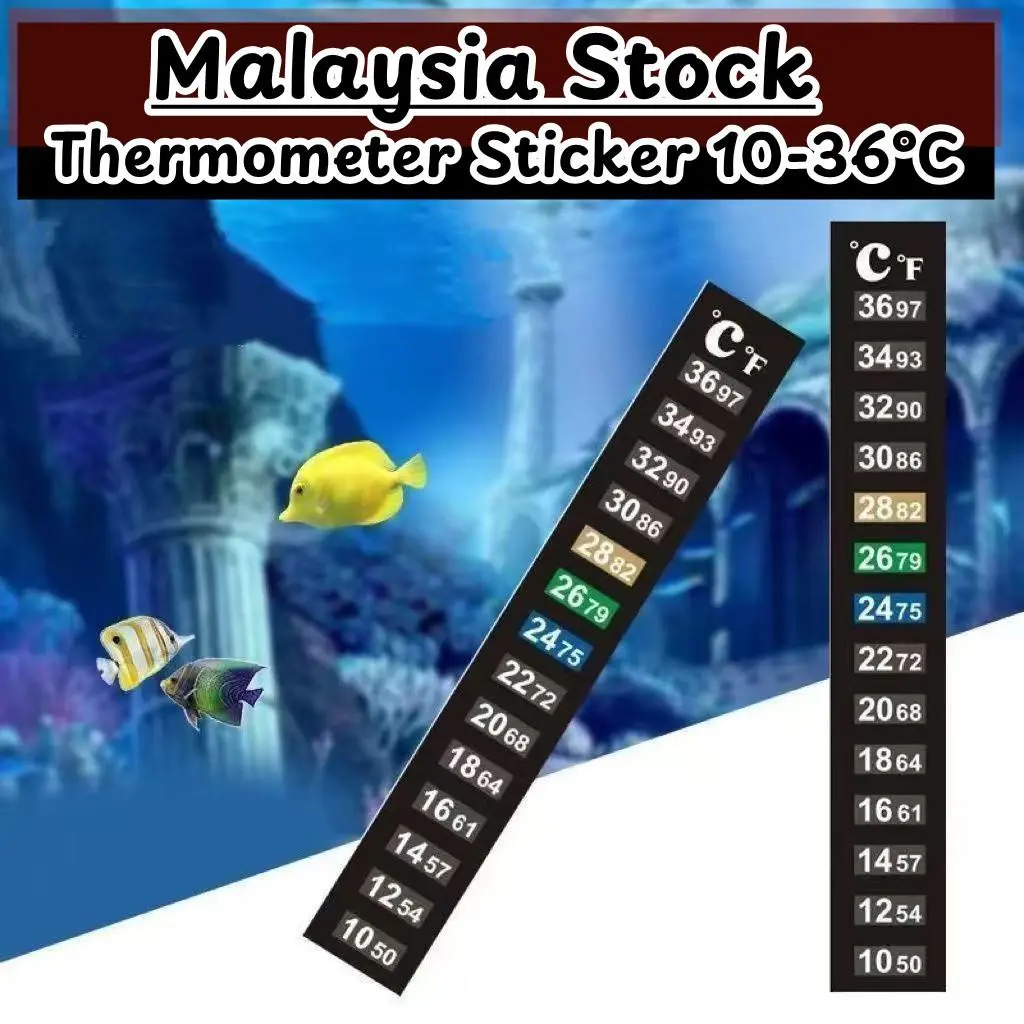 [READY STOCK] 10-36°C Aquarium Thermometer Temperature Sticker Pelekat ...