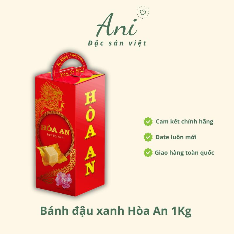  Bánh đậu xanh Hòa An đặc sản Hải Dương hộp 1kg Chua Snack 