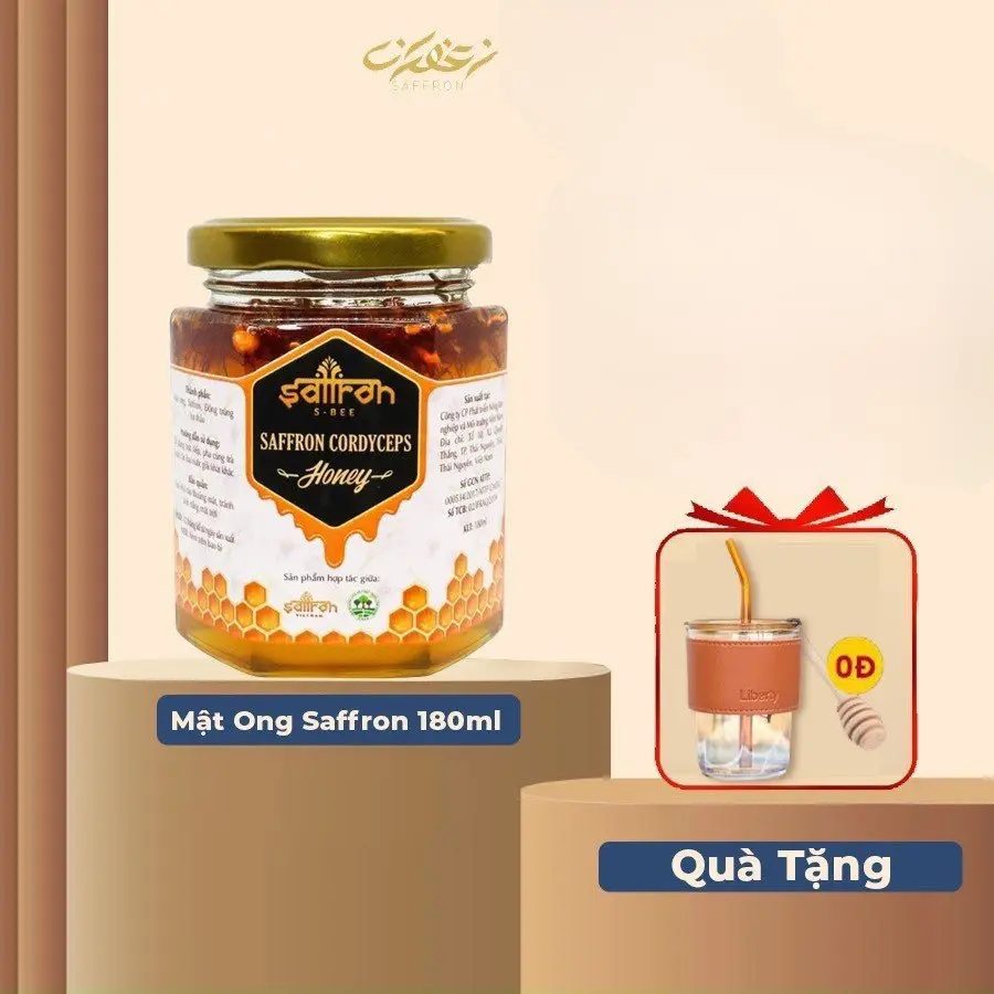 Mật Ong Saffron Đông Trùng Hạ Thảo 180ml/lọ thương hiệu Saffron Việt Nam Saffron Cordyceps Honey