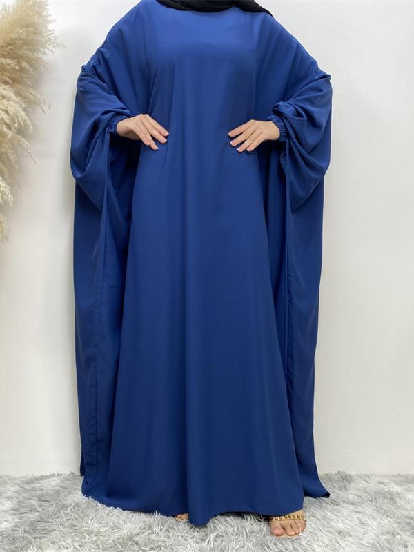 Women's Plain Batwing Sleeve Zipper Kaftan, Esme Kaftan Dress, Butterfly Abaya, Asian Suits Eid, Modest Clothes, Modest Loose Long Sleeve Maxi Dress for Spring & Fall, Modest Holiday Outfits, Kaftans for Women 5