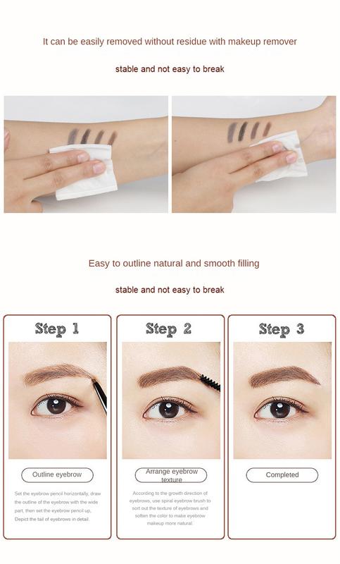 Product Introduction of ดินสอเขียนคิ้วมืออาชีพ 2in1 ขนาดเล็ก สีทอง มีปลายสามเหลี่ยมและแปรง ขายร้อน กันน้ำ 22