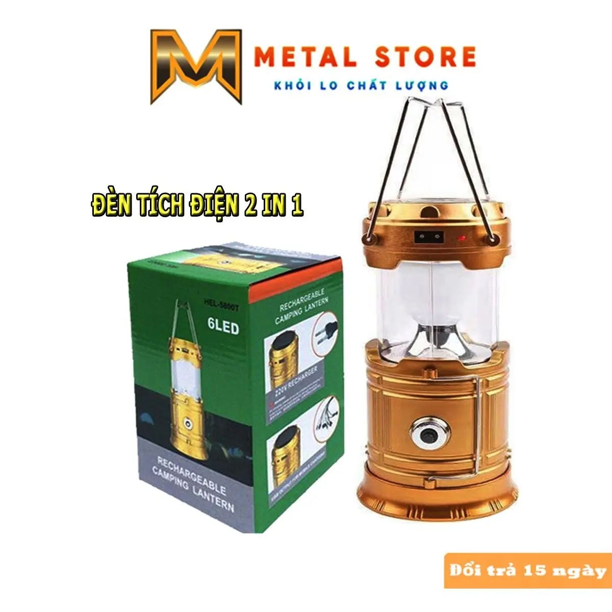 Đèn tích điện 2 trong 1 XF-5800T METAL STORE sạc năng lượng mặt trời Titan