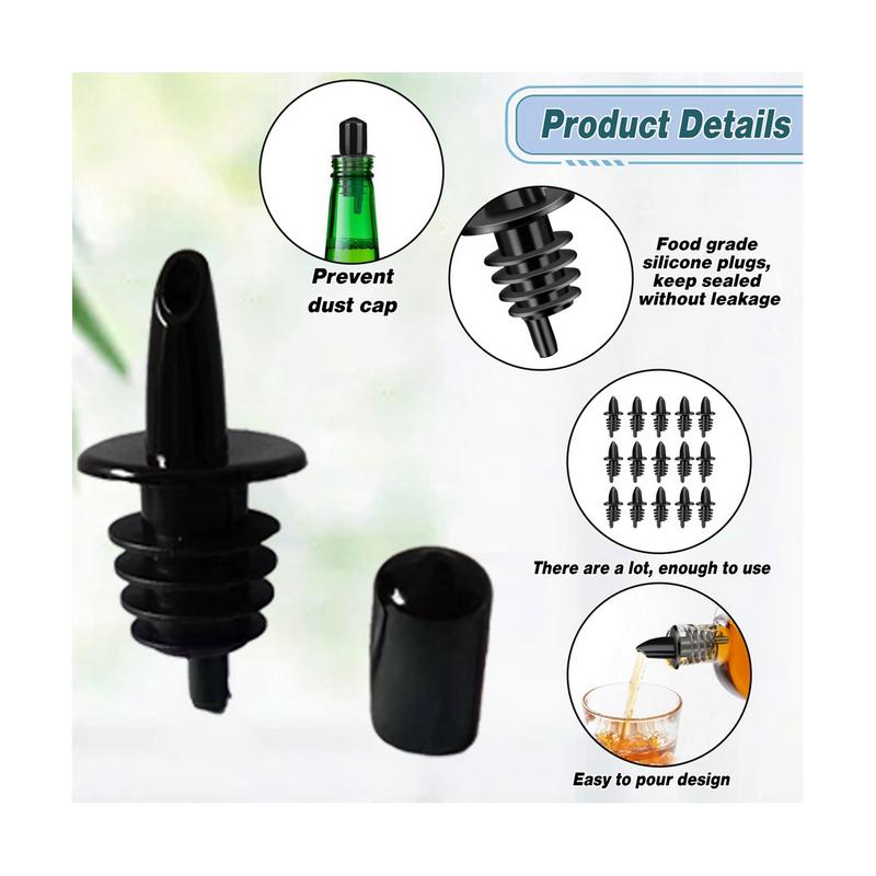50PCS Bottle Pourers Syrup Pourer Pour Spouts Plastic Liquor Bottle Pourers with Rubber Pourers Dust Cap Covers 4