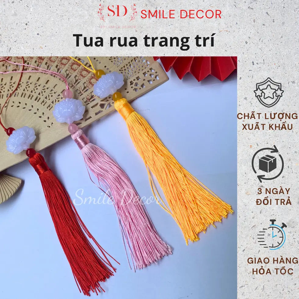 Tua rua trang trí liên hoa Smile Decor, tua rua cổ trang ngọc bội hoa sen tam sinh tam thế