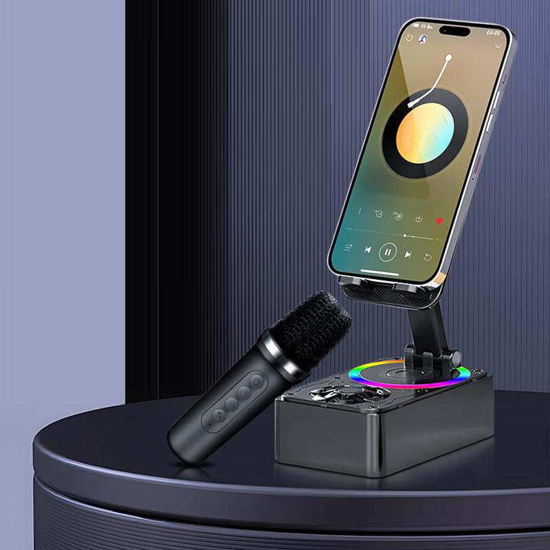 1Pcs Loa Bluetooth, có thể sạc lại stereo 3 trong 1 điện thoại di động đứng, loa Bluetooth và sạc kho báu và điện thoại di động đứng có thể xoay Củ Loa Nghe Nhạc