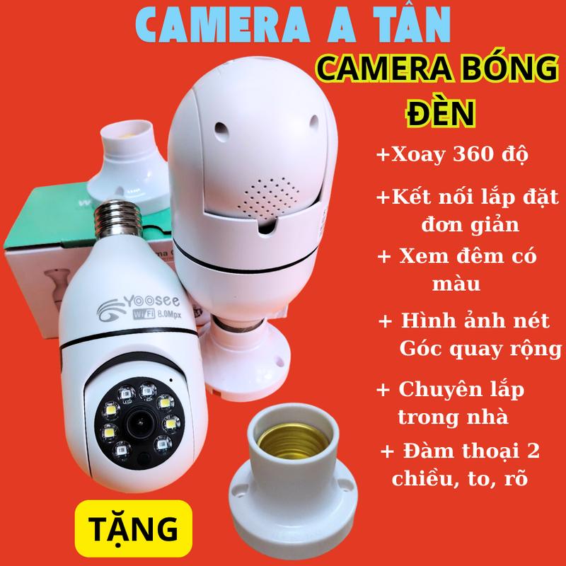 Camera wifi YOOSEE chui bóng đèn 1 mắt full HD xoay 360 độ,hỗ trợ hồng ngoại & flash màu quay đêm (MA BD) Led