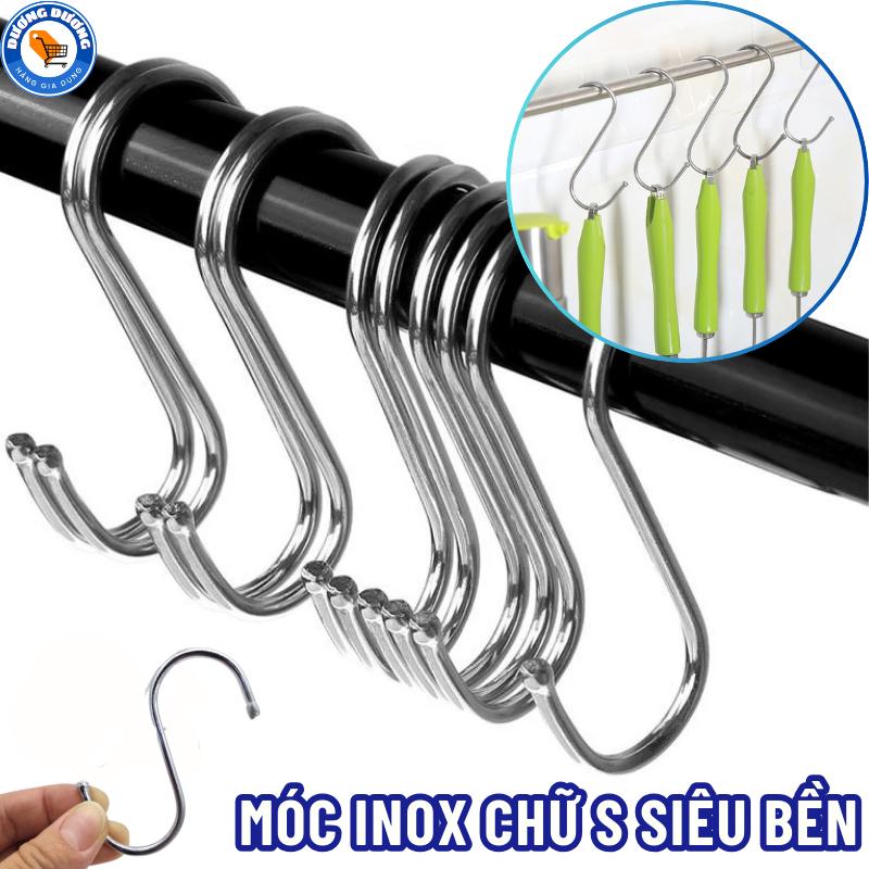 COMBO 50 Móc Treo Chữ S Bằng INOX Không Gỉ Treo Đồ Siêu Chắc - Móc INOX Hình Chữ S Treo Hàng Hóa Chịu Lực , Móc Treo Quần Áo Treo Tường ked an móc  treo kệ  để nhựa quần ngắn moc treo