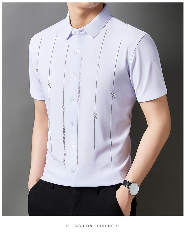Product Introduction of Men's Casual Polo Shirt Short Sleeve Breathable Easy Versatile Striped Design 4