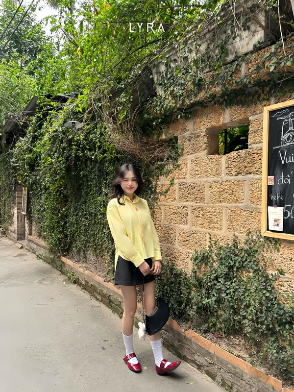 LYRA - (ÁO SƠ MI THÊU NGỰA) nữ form vừa dài tay thêu ngựa, chất thô Hàn cao cấp, kiểu dáng trendy hiện đại LWNSM010 3