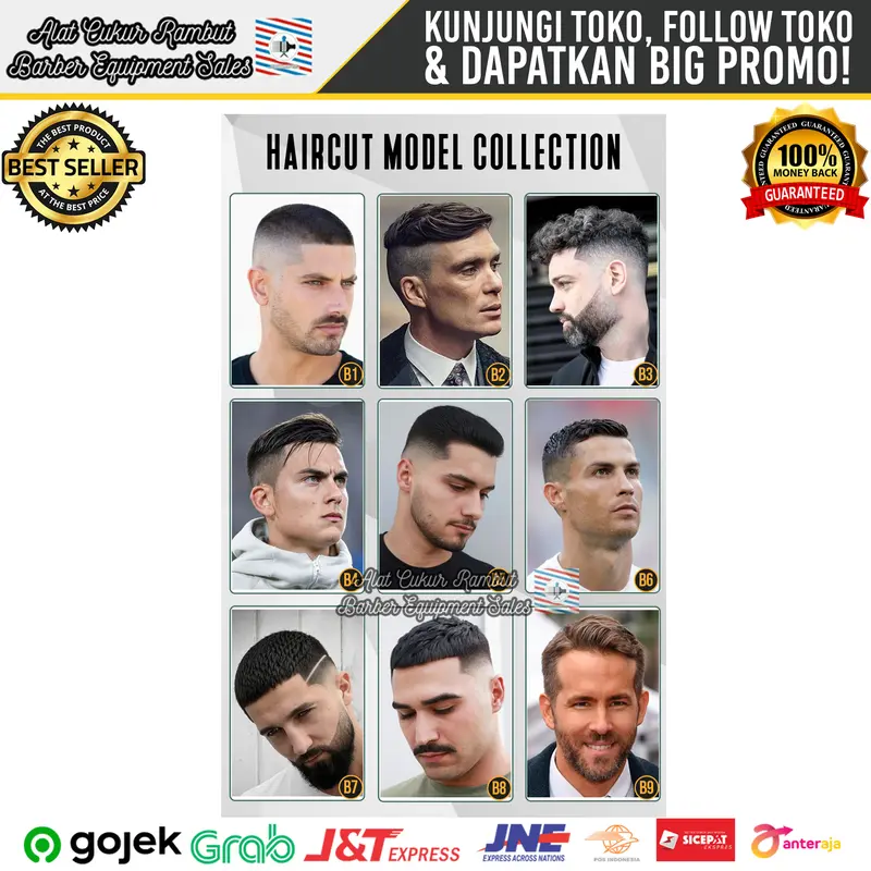 Poster Model Rambut Untuk Barbershop Pangkas Rambut Kertas 2