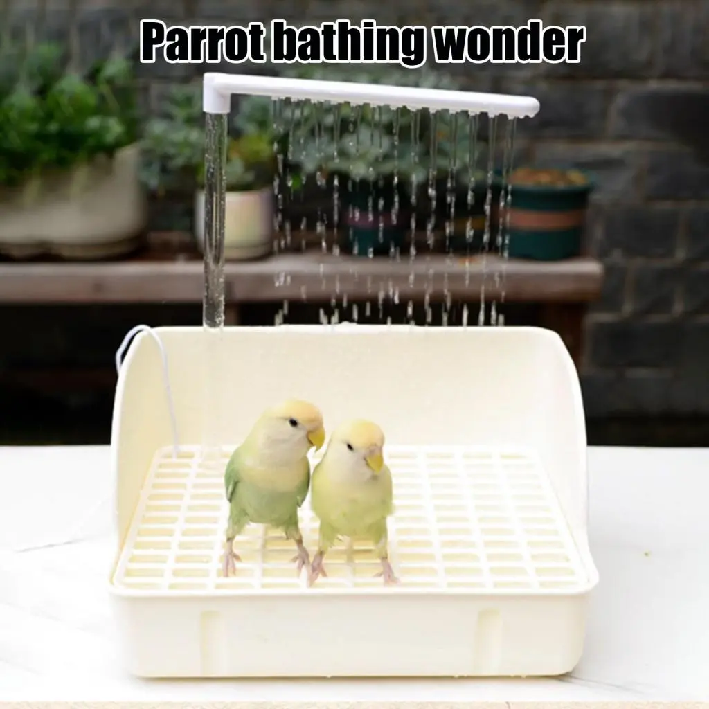 KYE - Easy to Install Birds Bath Parrot Bathtub Large Parrot Shower Fountain for Pet Birds Automatic Bathtub with Pump for Cockatiel Conure Budgie Buyers'