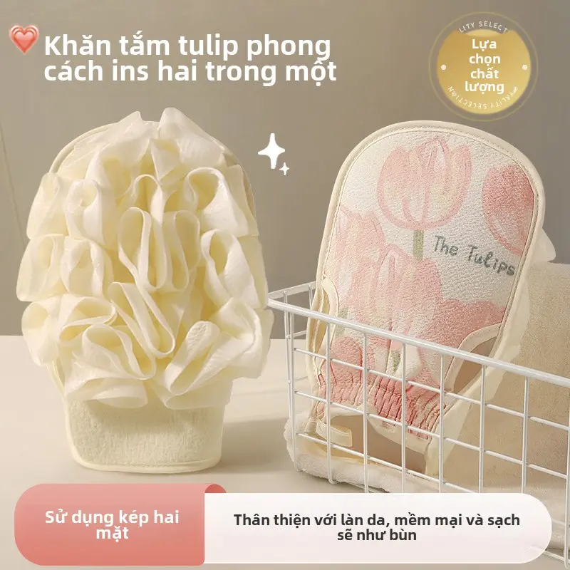 Khăn tắm và bọt biển tắm, Sử dụng kép, Sợi mềm và mịn, Máy chà lưng, Bọt biển tắm hai trong một 3