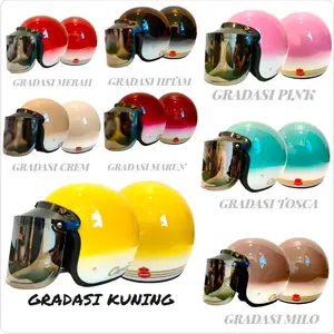 HELMET BOGO GRADASI 2 WARNA BUNGGLON MASA KINI Sudah SNI Peking free box dan bumblle wrap