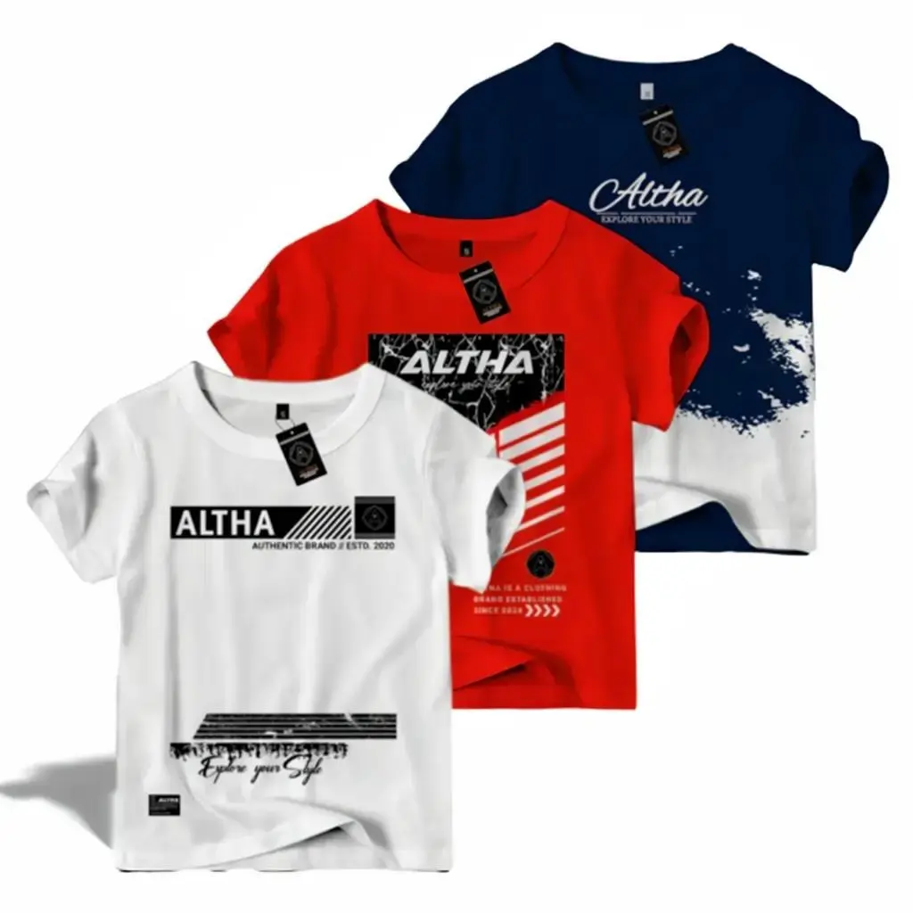 (COD) 3 Pcs Atha Kaos Distro Anak Laki Laki 1-10 Tahun Bahan Adem Nyaman