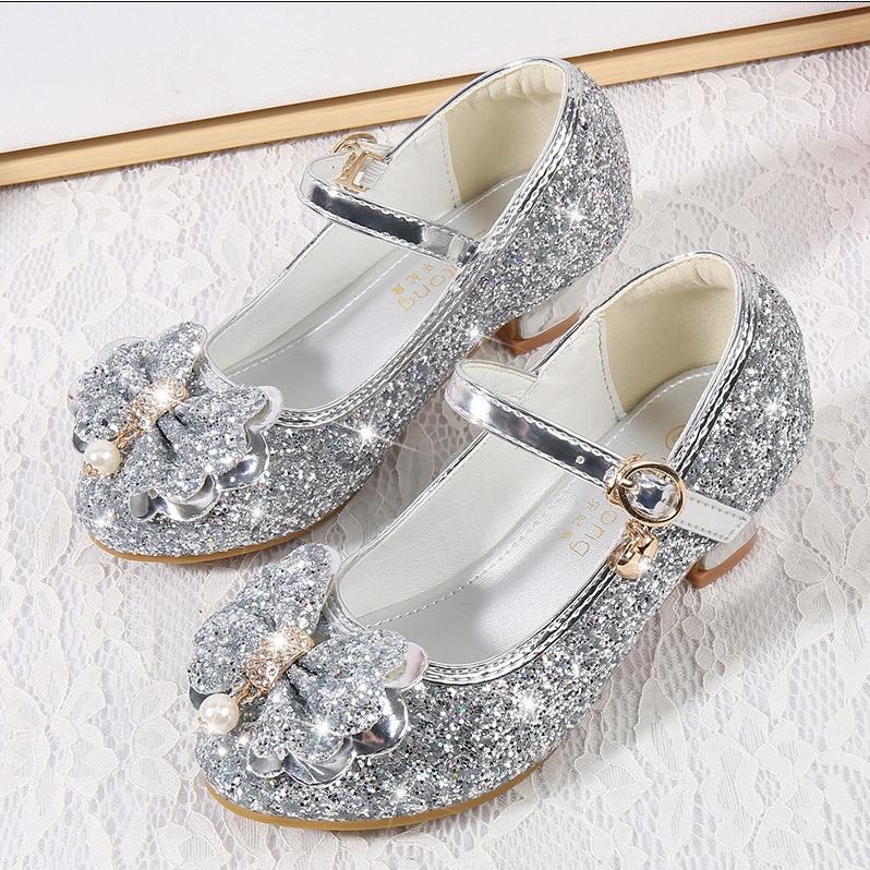 Giày công chúa cho Mẹ và Bé cao gót biểu diễn kim sa lấp lánh cho bé gái size 25~39