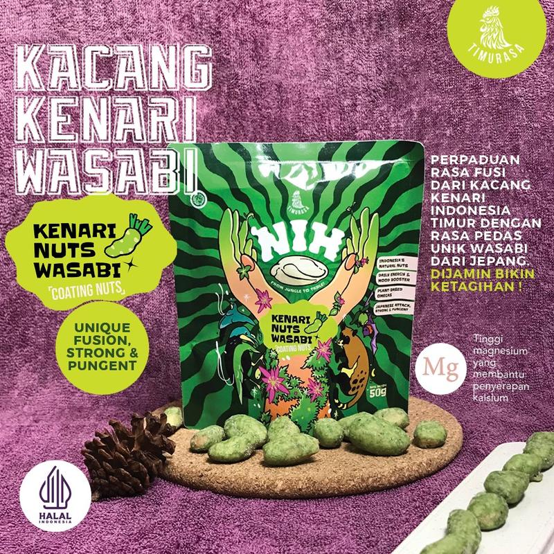 Kacang Kenari Timurasa NIH Rasa Wasabi / Kenari Nut Timurasa NIH Wasabi 50g cemilan food snacks  cemilan food Diet Makanan 2