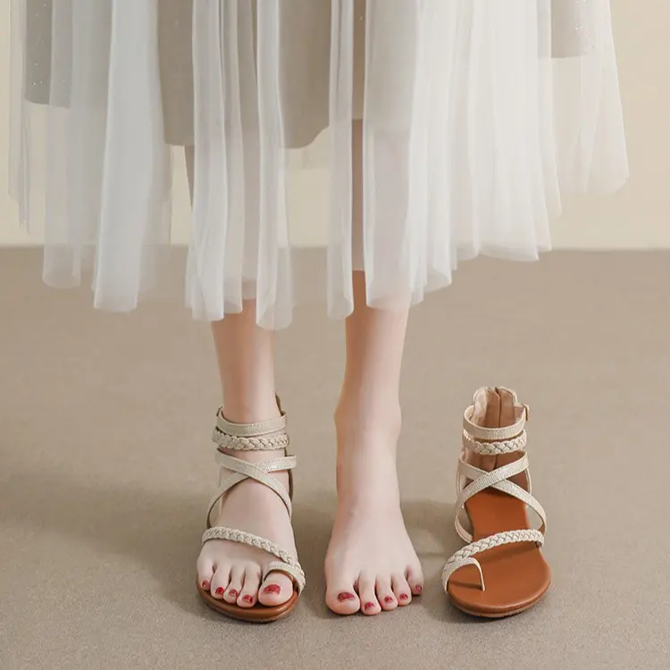 [Chính hãng]Giày sandal chiến binh nữ boho XIANGLV basic sang trọng 1.5cm, sandal nữ xỏ ngón, giày dây NH30 - Lenbychia