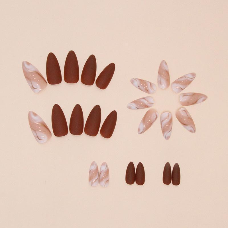 Line Pattern Long Fake Nail, 24pcs Press on False Nail for Women & Girls, Removable Nail Art Artificial Full Cover, Women Girls DIY Manicure, Christmas Gift 2