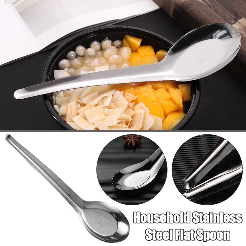 Product Introduction of Spoon 401 Stainless Steel Household Flat Bottom Eating U0Q1 11