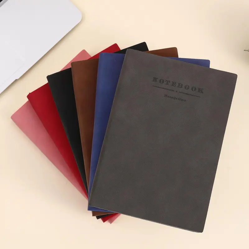 A5 PU Leather Cover Notebook, 1 Count Colorful Daily Planner Notebook, Business Meeting Notebook, Office Stationery & Supplies 0