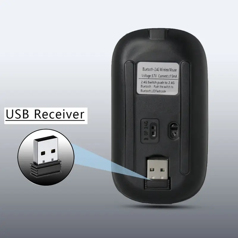 ONESOS Mouse Bluetooth 2.4G Silent Klik dengan Receiver USB untuk PC Laptop Dan Ponsel 3