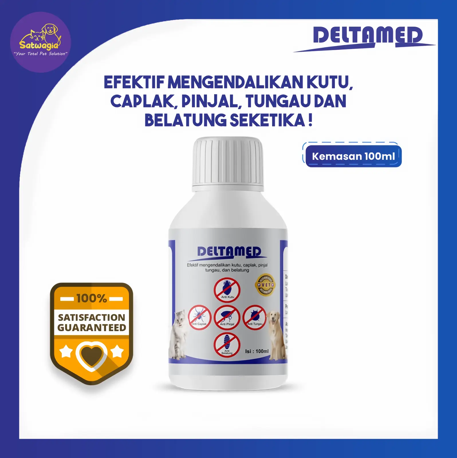 Deltamed - Obat kutu kucing anjing Anti Parasit 100 ml
