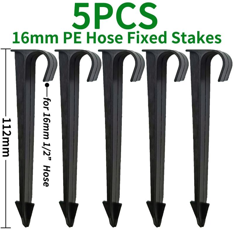 Product Introduction of WUJIE 5PCS 16mm 1/2'' PE Pipe Connector Splitter Tee Coupling Threaded Lock to 4/7mm 3/5mm Hose Garden Watering Drip Irrigation 5
