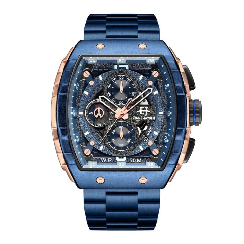 DISKON jam tangan  !! Evans Jayden Jam Tangan Pria 9554-1 Rantai Stainless Steel Kaca Sapphire Chronograph Water Resistant 5ATM Air Bahan Watches Waterproof 1