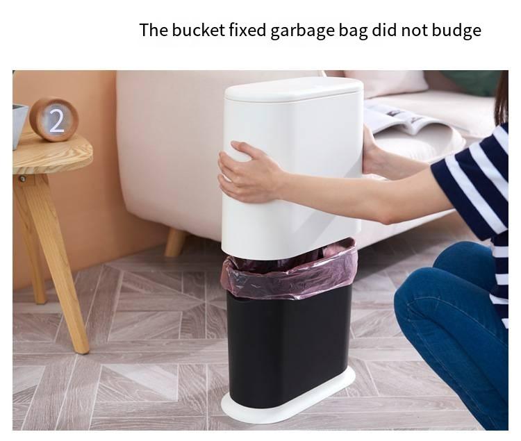 Product Introduction of Waste Bins Trash Can Press Type Double Plastic Living Room Slot Sanitary Bucket Bathroom Clutter Bucket Storage 8