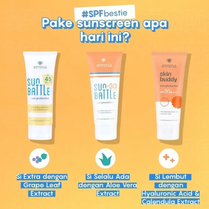 EMINA Sun Protection SPF 30 PA+++ | Sun Battle SPF 45 PA+++ | Skin Buddy SPF 30 PA+++ 0