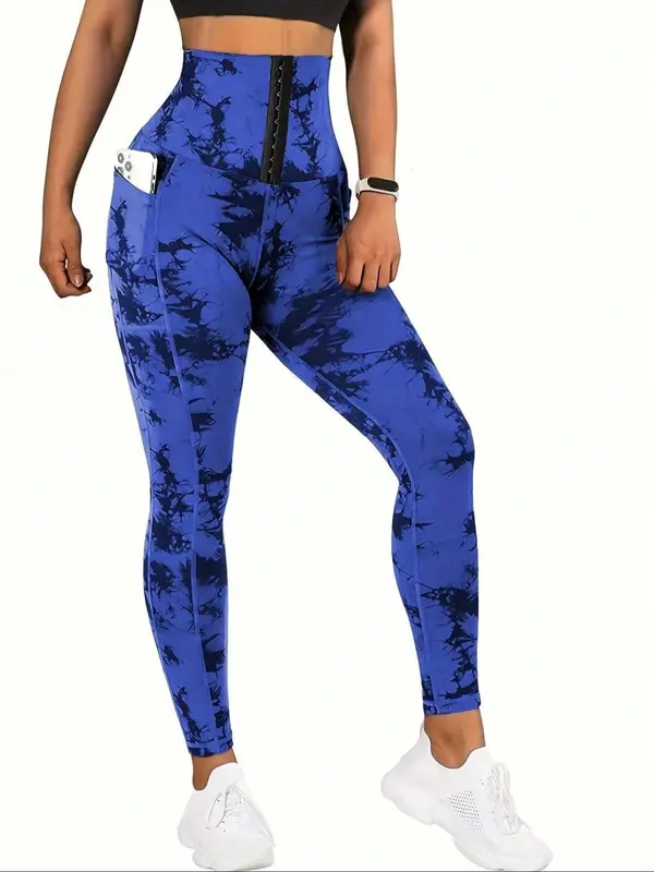 Women's Tie Dye Print High Waist Sports Leggings, Casual Comfy Breathable Seamless Skinny Pants for Yoga Gym Workout Running, Ladies Sportswear for All Seasons 7