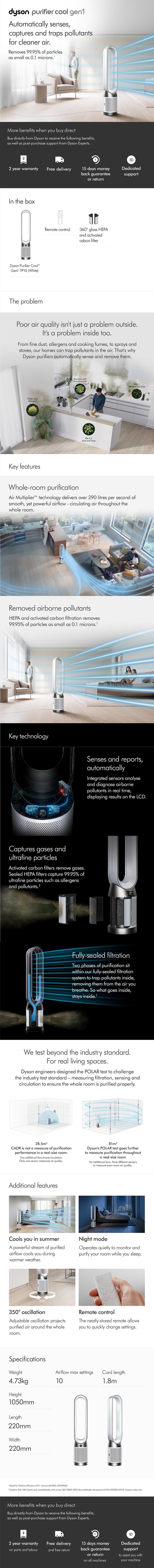 Product Introduction of Dyson Purifier Cool Gen1 Air Purifier TP10 (White) - Penjernih Udara 0