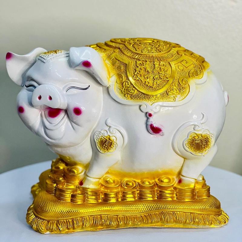 Heo đất/Lợn đất  HEO TẾT BỆ VÀNG | Size ĐẠI | Ống Tiết Kiệm Tiền | Kèm Ảnh thật | Ống Heo Đựng Tiền Đồng