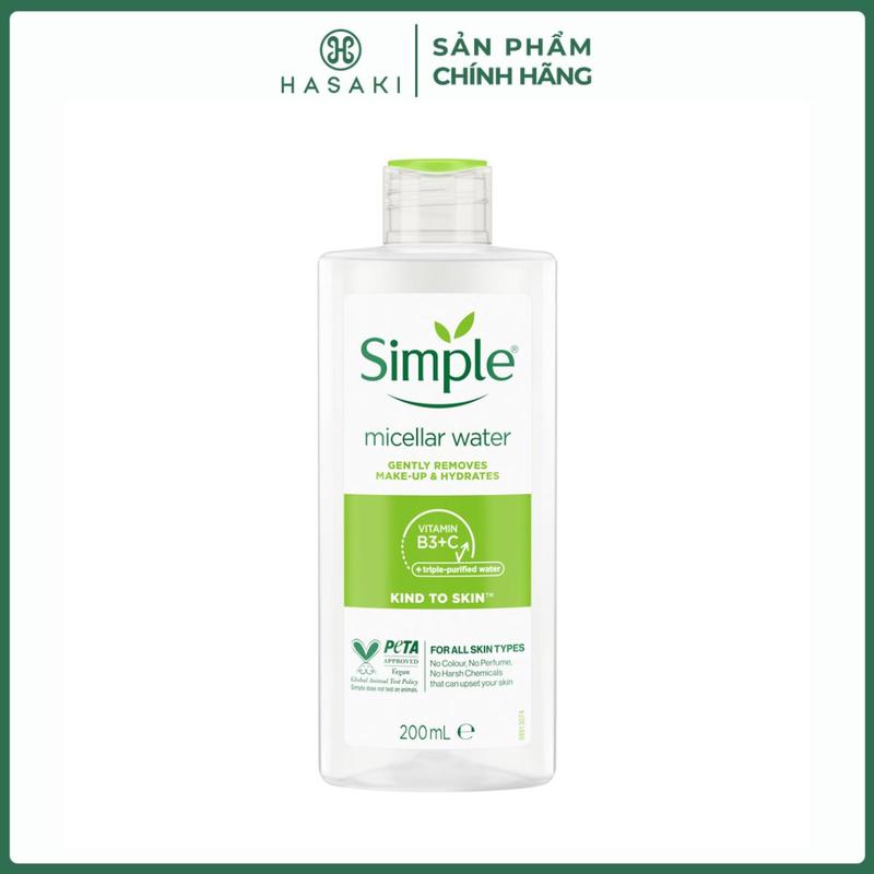 Nước Tẩy Trang Simple Làm Sạch Trang Điểm 200ml Kind To Skin Micellar Cleansing Water | HASAKI BEAUTY Cosmetic