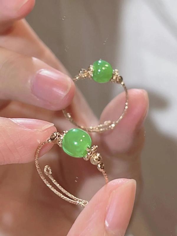 Minimalist Elegant Ancient Jade Decorative Cuff Ring, Fashion Accessories for Women & Girls, Minimalist Temperament Trendy Exquisite Jewelry for Party 1