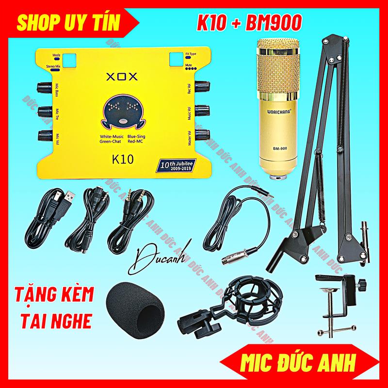 Bộ Sound Card K10 Bản Mới Mic BM900 Đủ Màu Chuyên Thu Âm, Hát Livestream Với Điện Thoại, Máy Tính Laptop Bảo Hành 12 Tháng